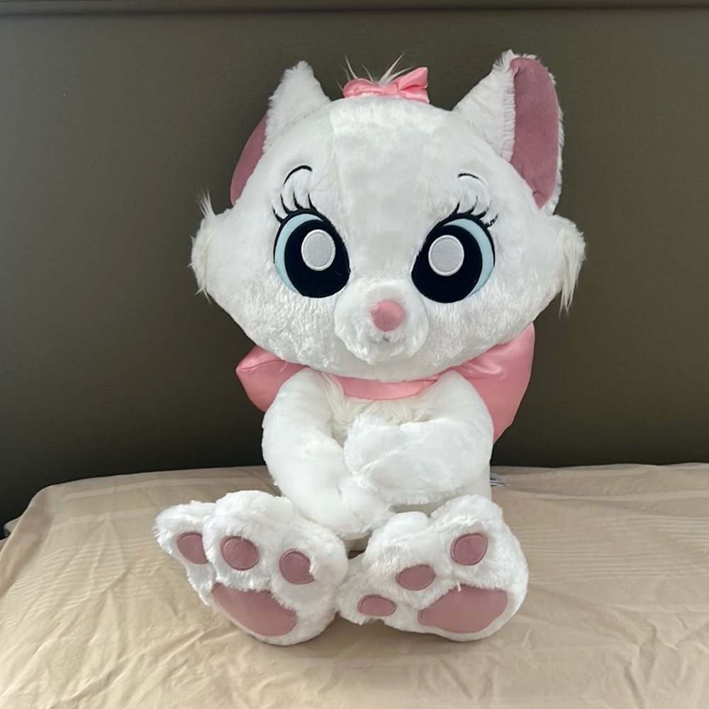 White and Pink Plush Cat Toy